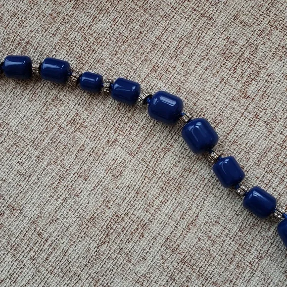 J.Crew Blue bead And crystal necklace NWT - Picture 8 of 9
